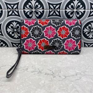 Vera Bradley Red and Pink Floral Wristlet Wallet